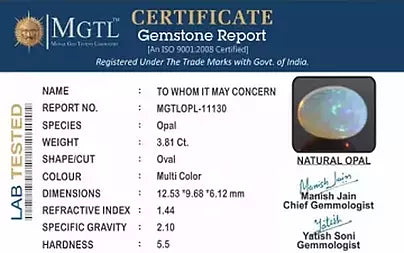 Opal - 3.81 Carats (Dudhiya Pathar - 4.15 Ratti)