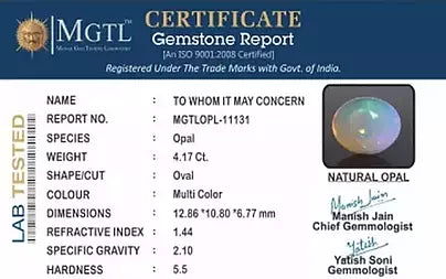 Opal - 4.17 Carats (Dudhiya Pathar - 4.55 Ratti)