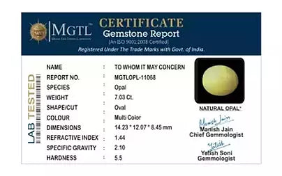 Opal - 7.03 Carats (Dudhiya Pathar - 7.66 Ratti)