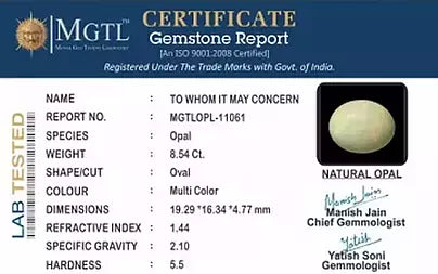 Opal - 8.54 Carats (Dudhiya Pathar - 9.31 Ratti)