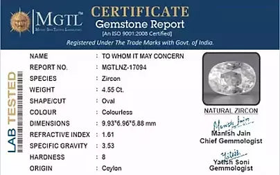White Zircon (Jarkan) - 4.55 Carats