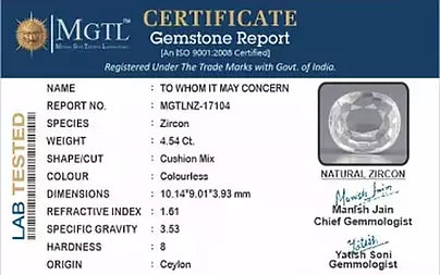 White Zircon (Jarkan) - 4.54 Carats