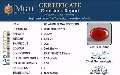 8.49 Carats Oval Yamini Hakik