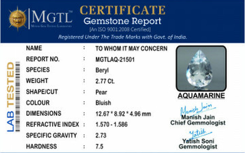 Aquamarine - 2.77 Carats