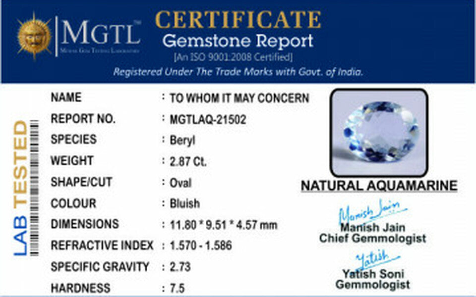 Aquamarine - 2.87 Carats