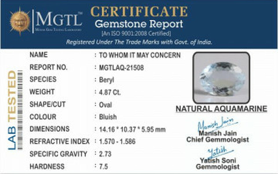 Aquamarine - 4.87 Carats