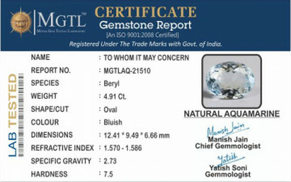 Aquamarine - 4.91 Carats