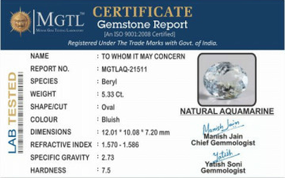 Aquamarine - 5.33 Carats