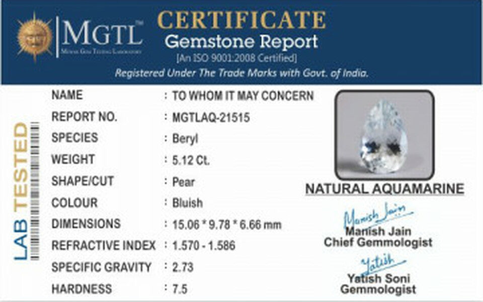 Aquamarine - 5.12 Carats