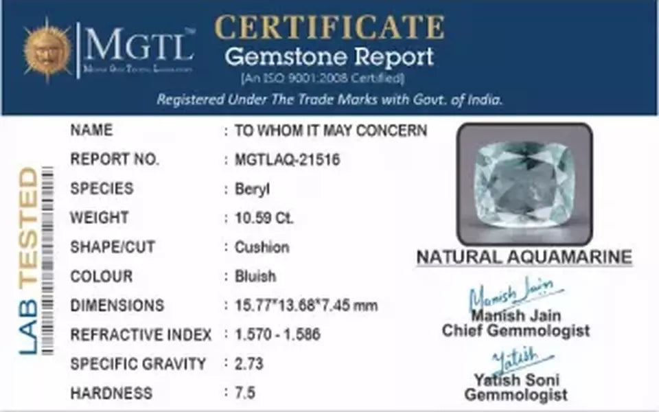 Aquamarine - 10.59 Carats