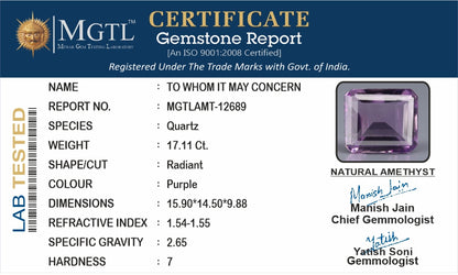 Amethyst - 17.11 Carats (Jamunia - 18.65 Ratti)