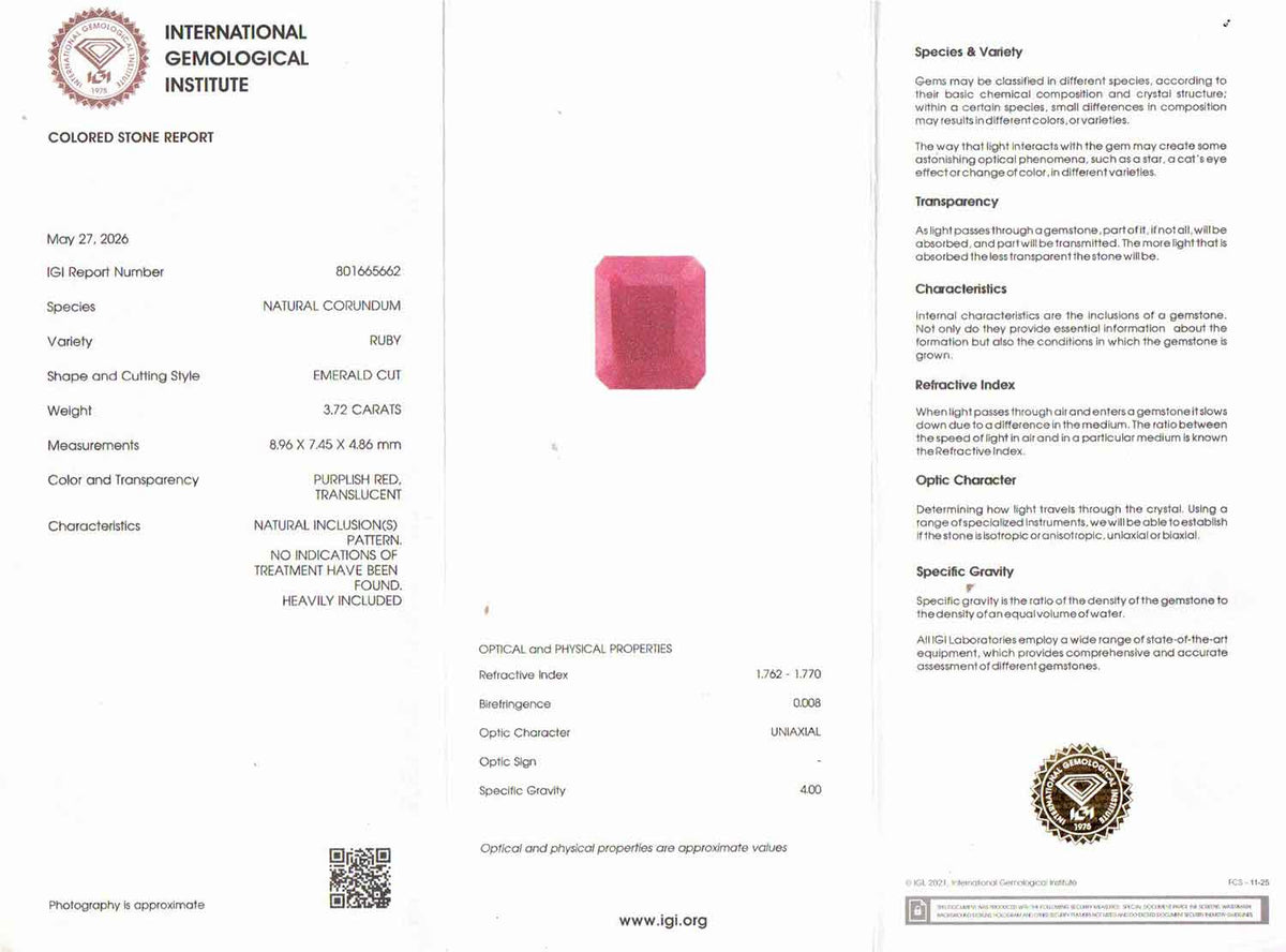 Ruby (Manik) Gemstone - 3.72 Carats
