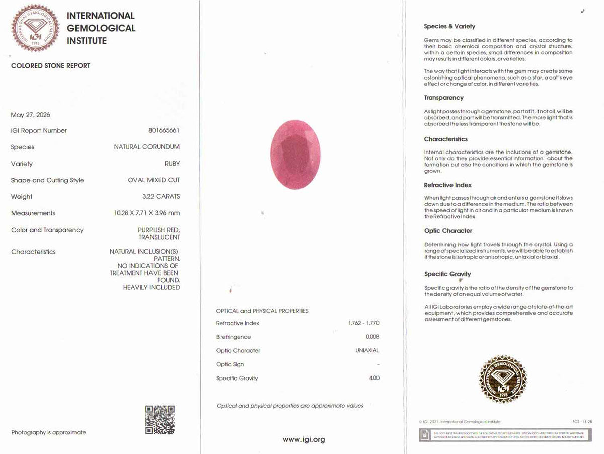 Ruby (Manik) Gemstone - 3.22 Carats