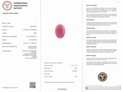 Ruby (Manik) Gemstone - 3.22 Carats