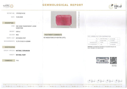 Ruby (Manik) Gemstone - 6.89 Carats