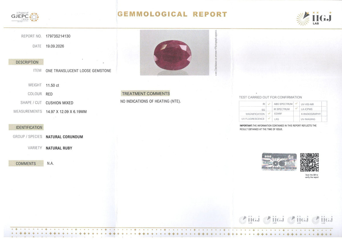 Ruby (Manik) Gemstone - 11.5 Carats