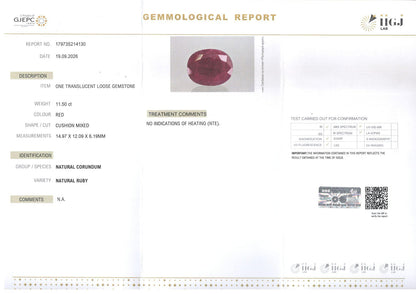Ruby (Manik) Gemstone - 11.5 Carats
