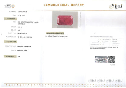 Ruby (Manik) Gemstone - 4.6 Carats