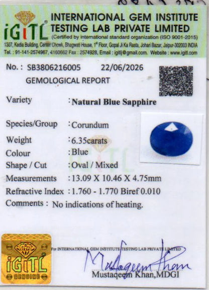 Blue Sapphire - 6.35 Carat