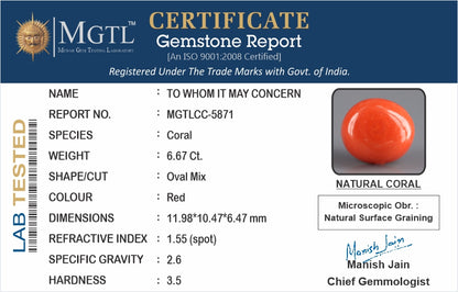 Red Coral (Moonga) - 6.67 Carats
