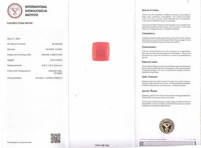 Red Coral (Moonga) Gemstone - 3.64 Carats