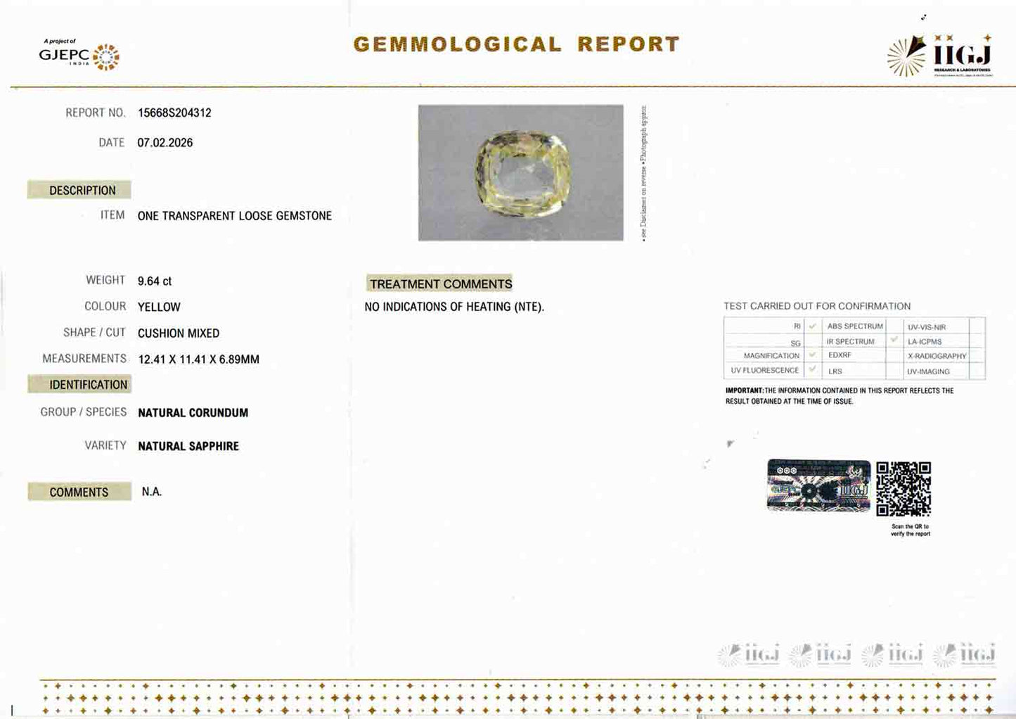 Yellow Sapphire (Pukhraj) - 9.64 Carats