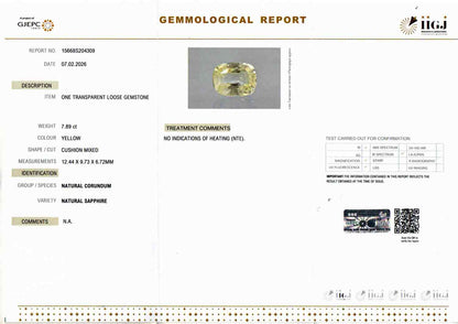 Yellow Sapphire (Pukhraj) - 7.89 Carats