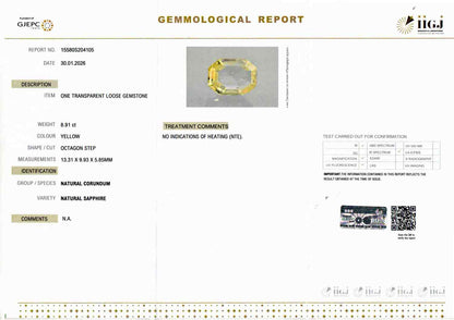 Yellow Sapphire (Pukhraj) - 8.91 Carats