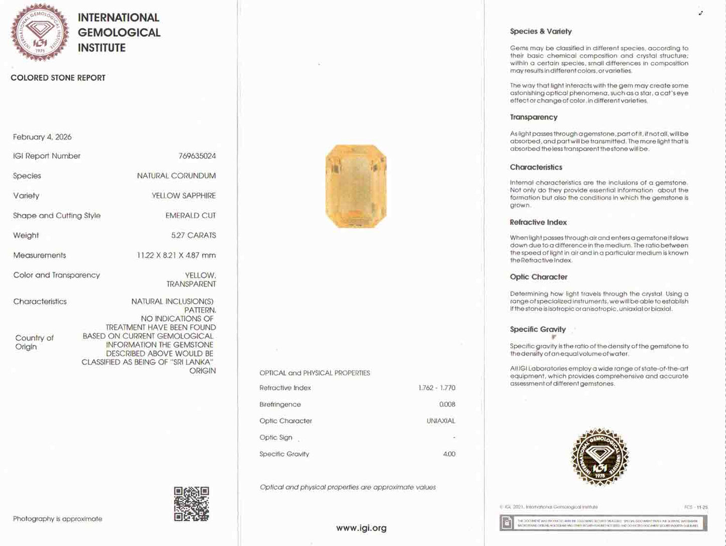 Yellow Sapphire (Pukhraj) - 5.27 Carats