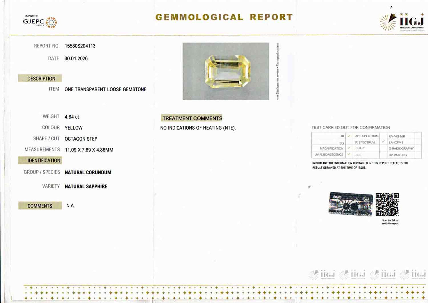 Yellow Sapphire (Pukhraj) - 4.64 Carats