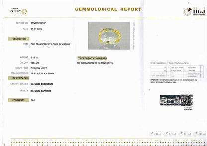 Yellow Sapphire (Pukhraj) - 5.18 Carats