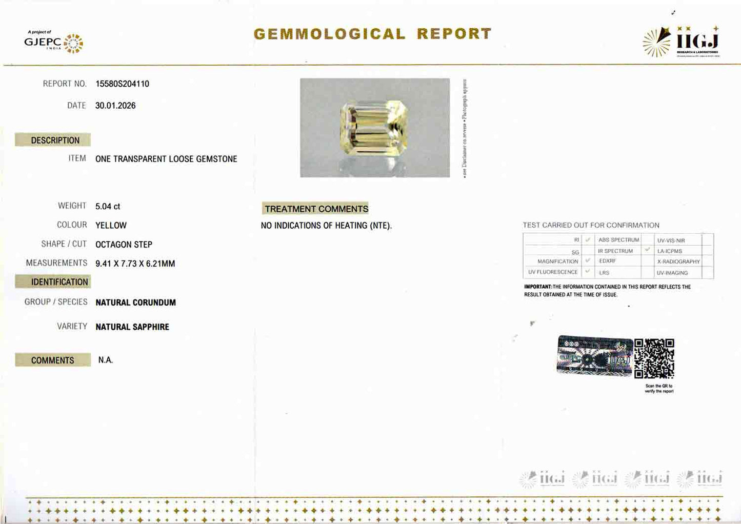 Yellow Sapphire (Pukhraj) - 5.04 Carats