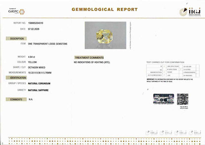 Yellow Sapphire (Pukhraj) - 4.94 Carats