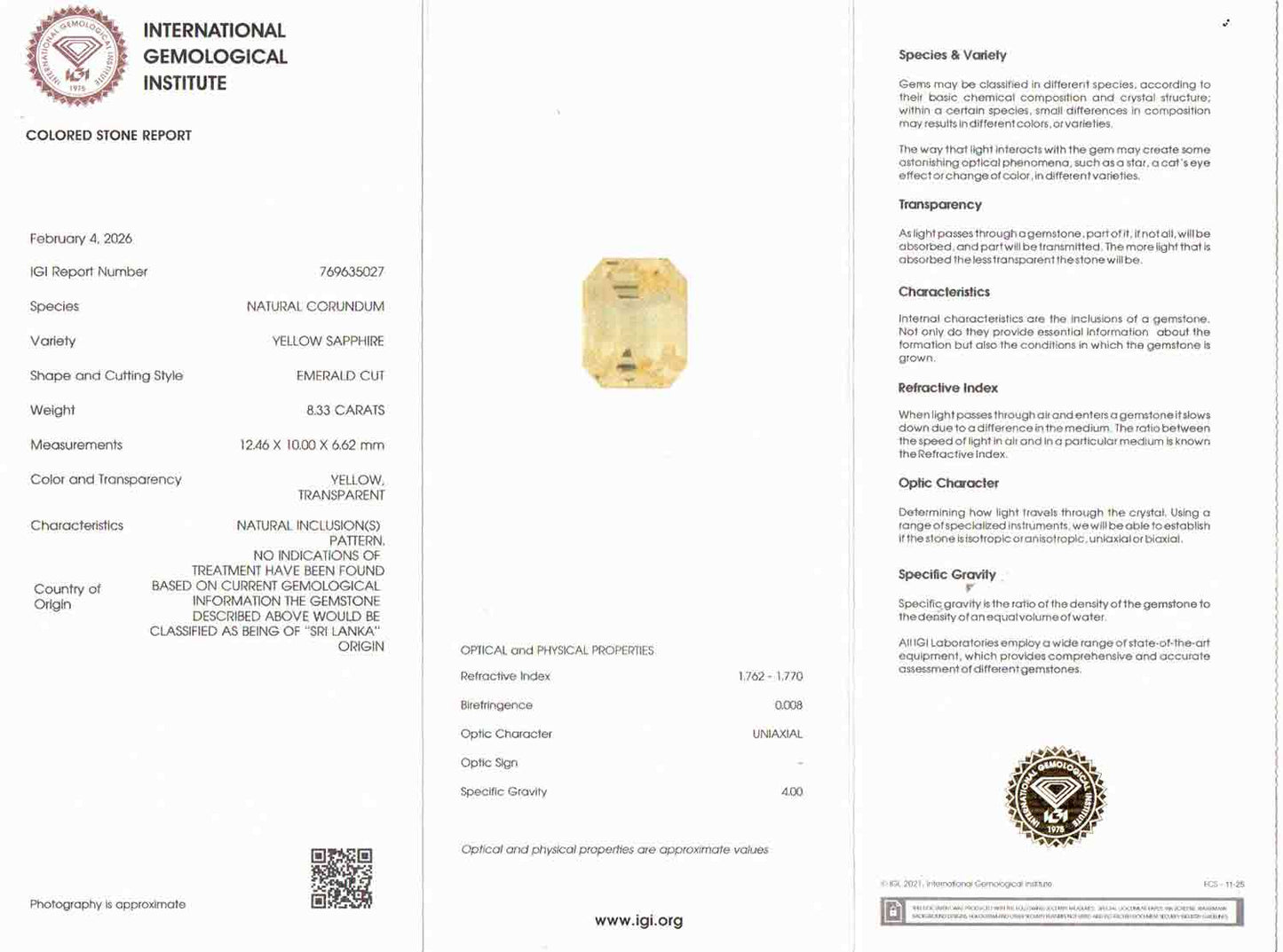 Yellow Sapphire (Pukhraj) - 8.33 Carats