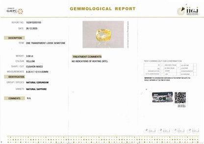 Yellow Sapphire (Pukhraj) Gemstone - 3.08 Carats