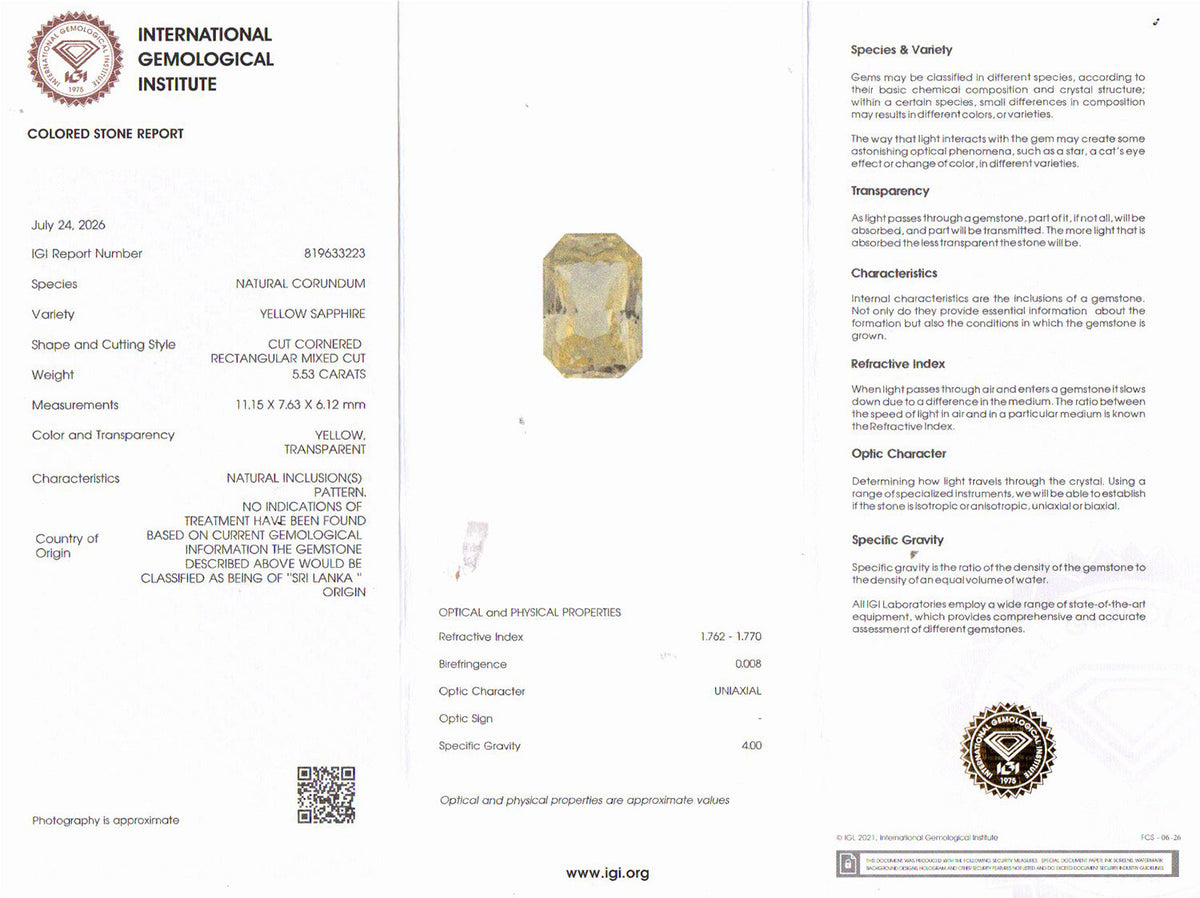 Yellow Sapphire (Pukhraj) Gemstone - 5.53 Carats