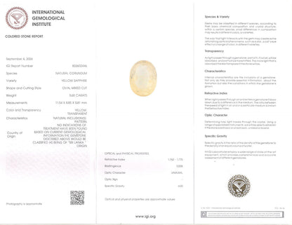 Yellow Sapphire (Pukhraj) Gemstone - 5.65 Carats