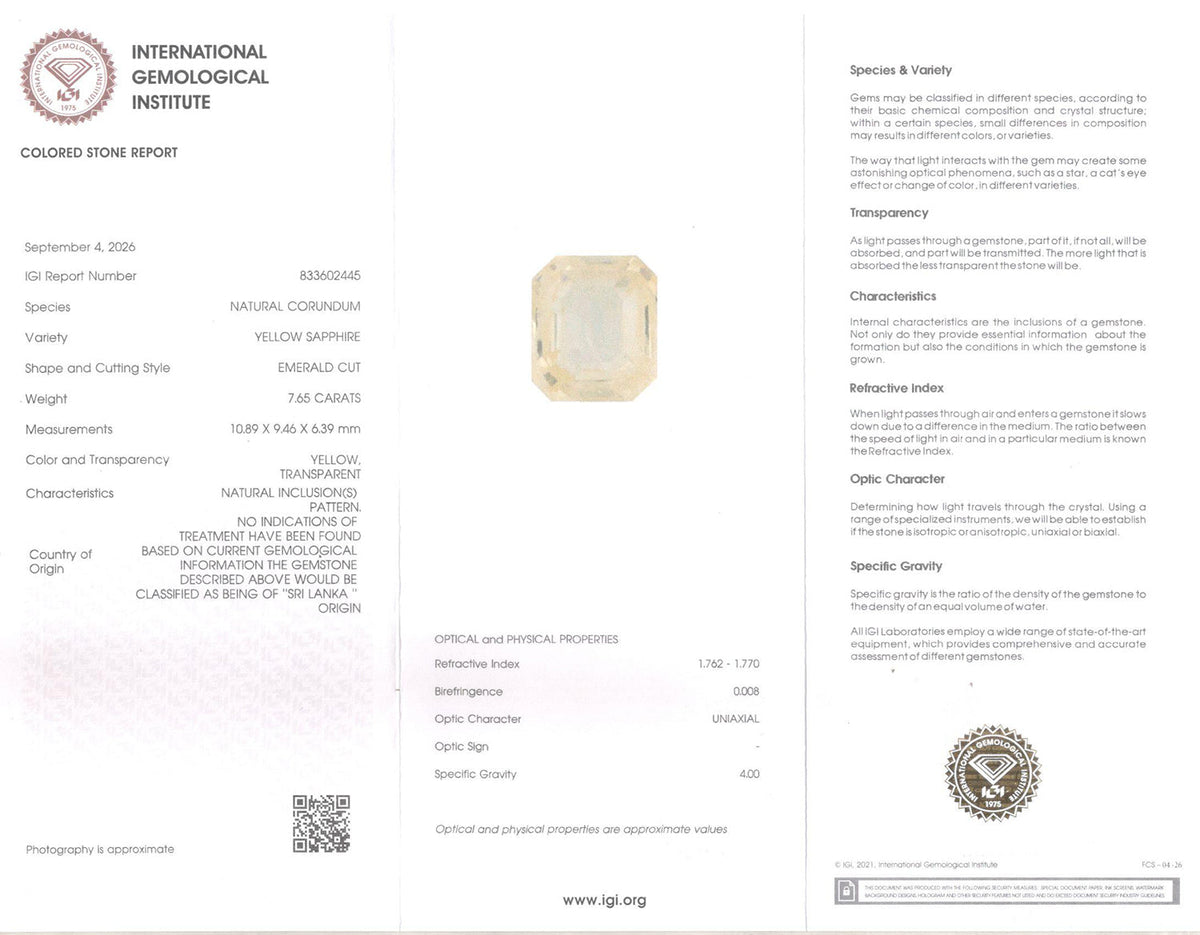 Yellow Sapphire (Pukhraj) Gemstone - 7.65 Carats