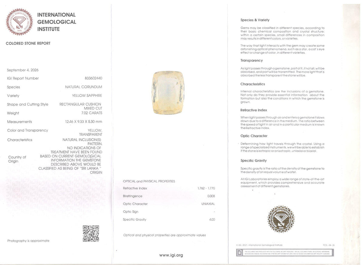 Yellow Sapphire (Pukhraj) Gemstone - 7.02 Carats