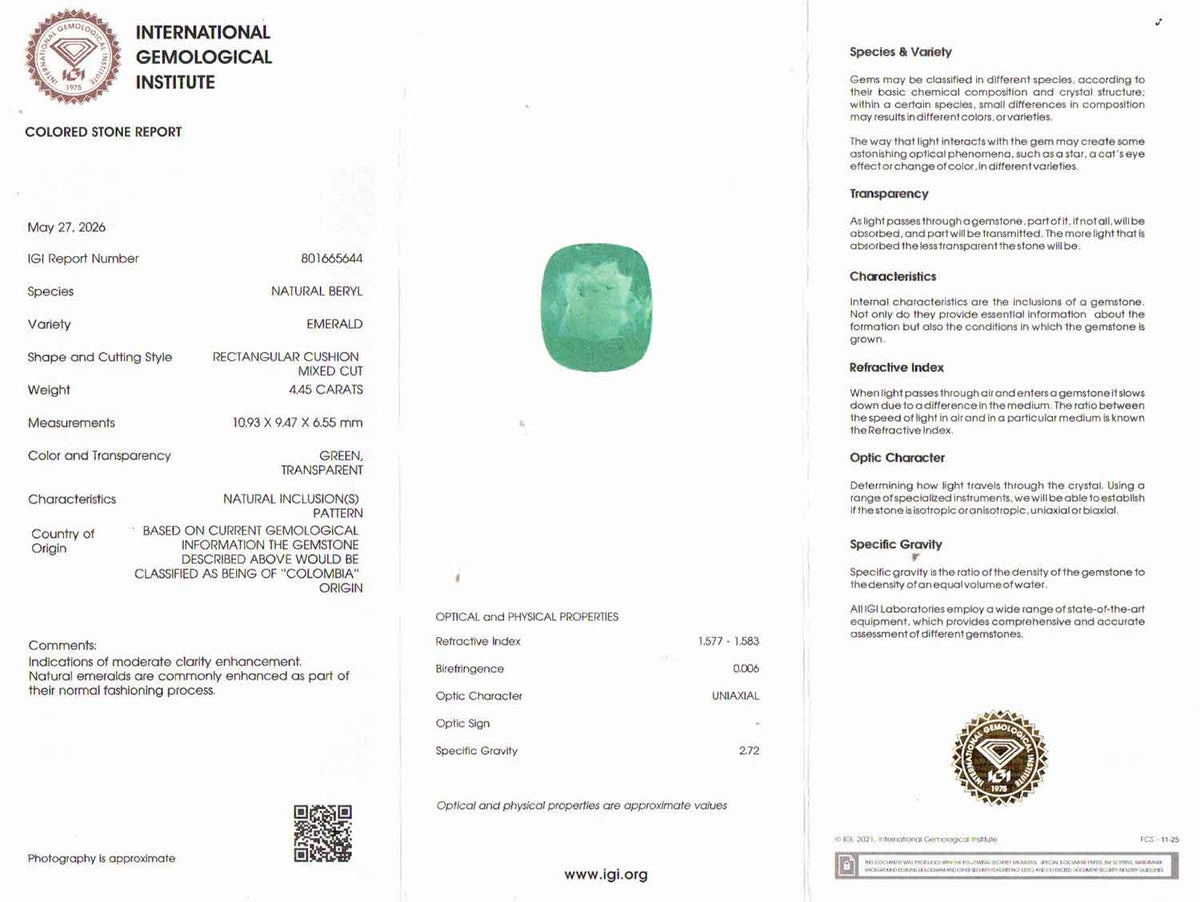 Emerald (Panna) Gemstone - 4.45 Carats