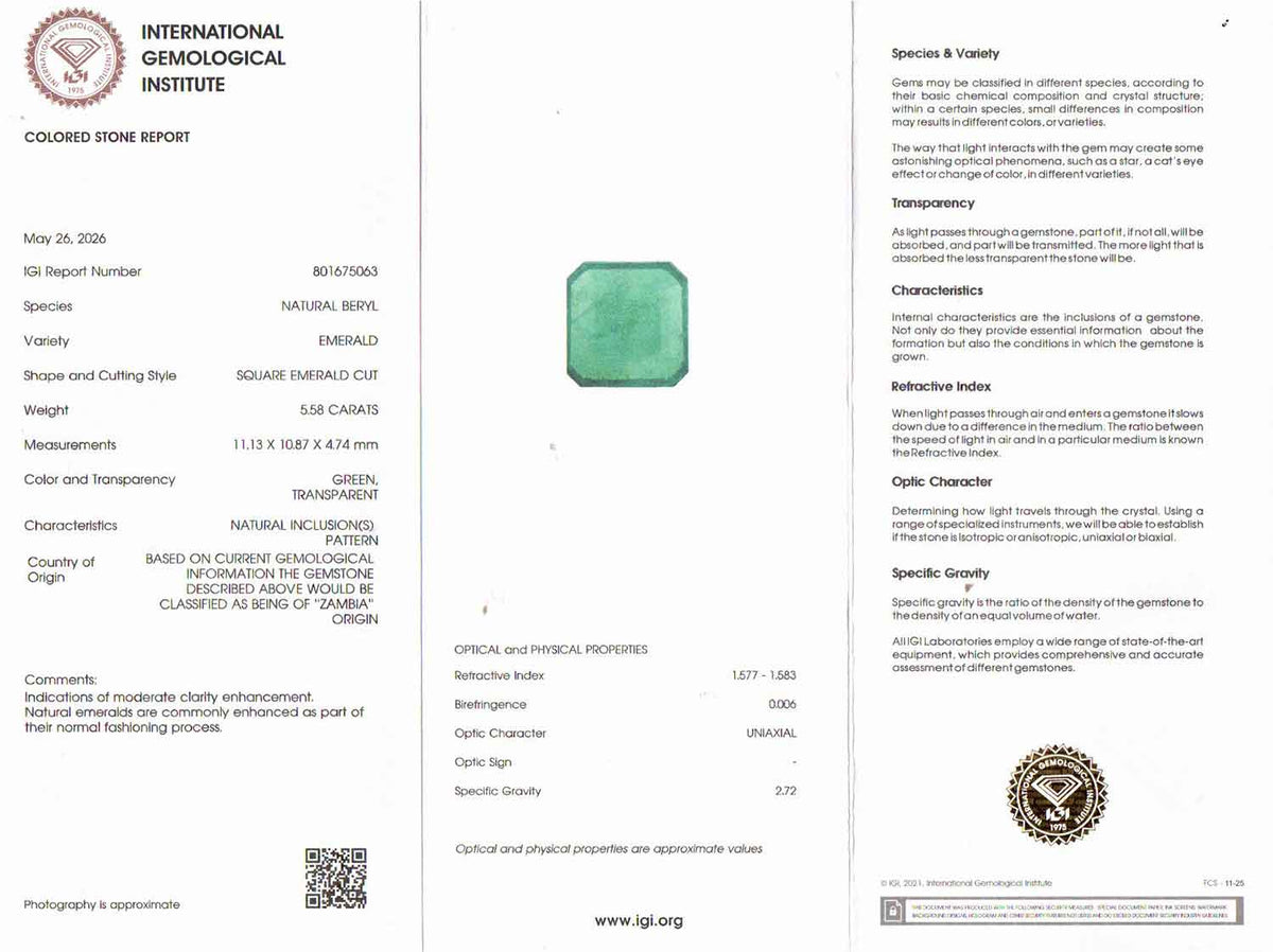 Emerald (Panna) Gemstone - 5.58 Carats