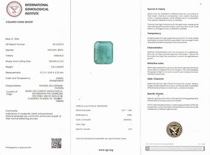 Emerald (Panna) Gemstone - 7.36 Carats
