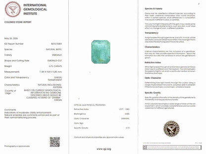 Emerald (Panna) Gemstone - 6.75 Carats