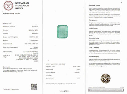 Emerald (Panna) Gemstone - 2.89 Carats