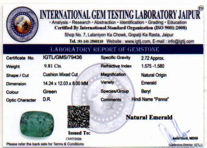 Emerald (Panna) Gemstone - 9.81 Carats