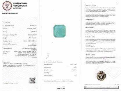 Emerald (Panna) Gemstone - 4.16 Carats