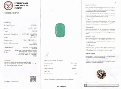 Emerald (Panna) Gemstone - 6.55 Carats