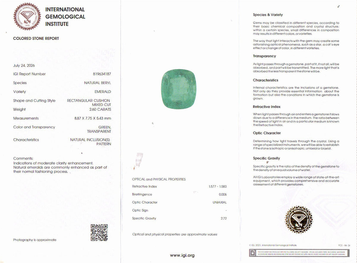 Emerald (Panna) Gemstone - 2.60 Carats
