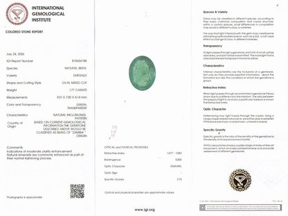 Emerald (Panna) Gemstone - 1.77 Carats