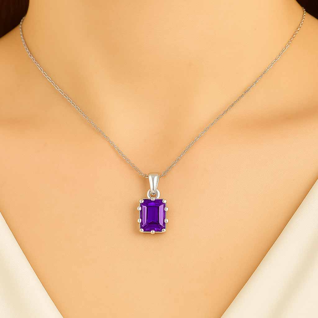 Luxury Designer 925 Silver Amethyst Stone Pendant